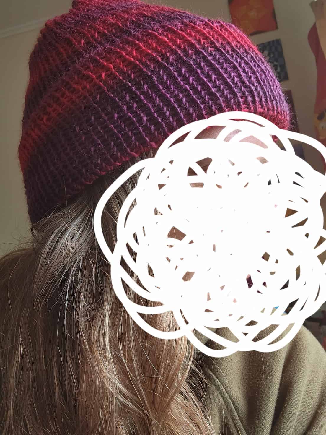 A purple and red beanie.